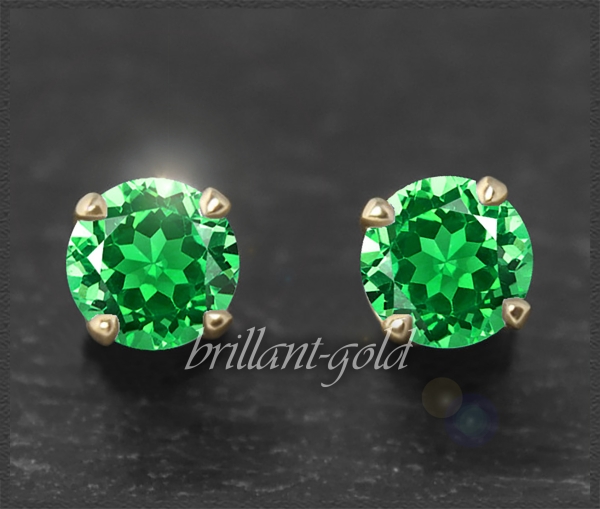 Preview: Ohrstecker 585 Gold, Topas smaragd-grün 4,5,6,7mm